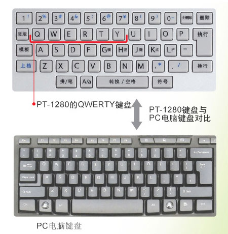 兄弟pt-1280普贴趣标签打印机qwerty键盘